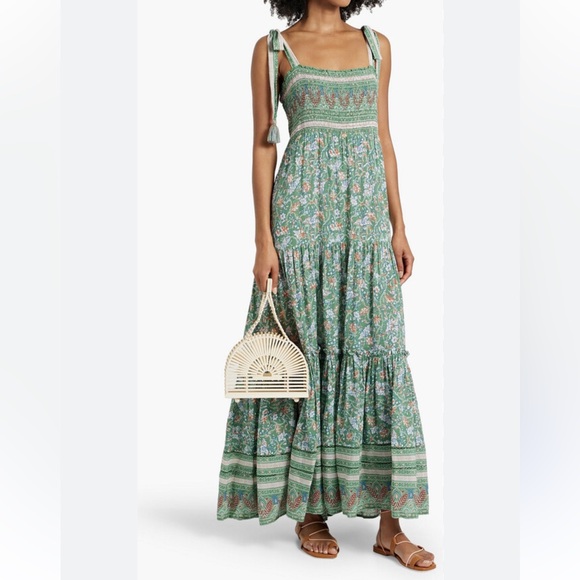 NWOT Veronica Beard "Benita" Printed Shoulder Tie Maxi Dress - Picture 3 of 5